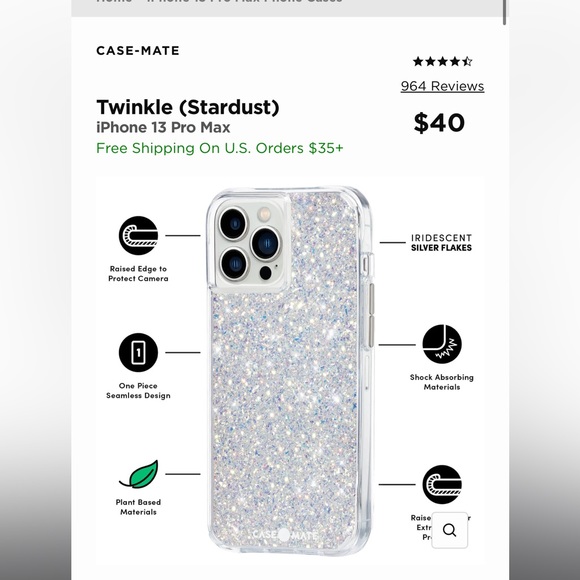 🤍⭐️ Casemate Twinkle iPhone 13 Pro Max Case - Picture 4 of 8